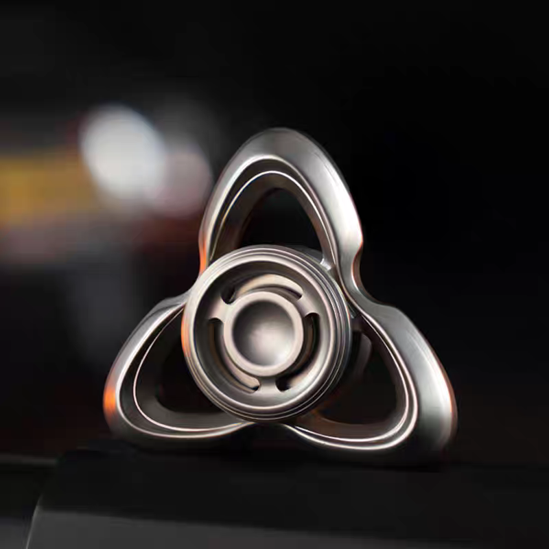 Stainless Steel Tri-Blade Opal Fidget Spinner