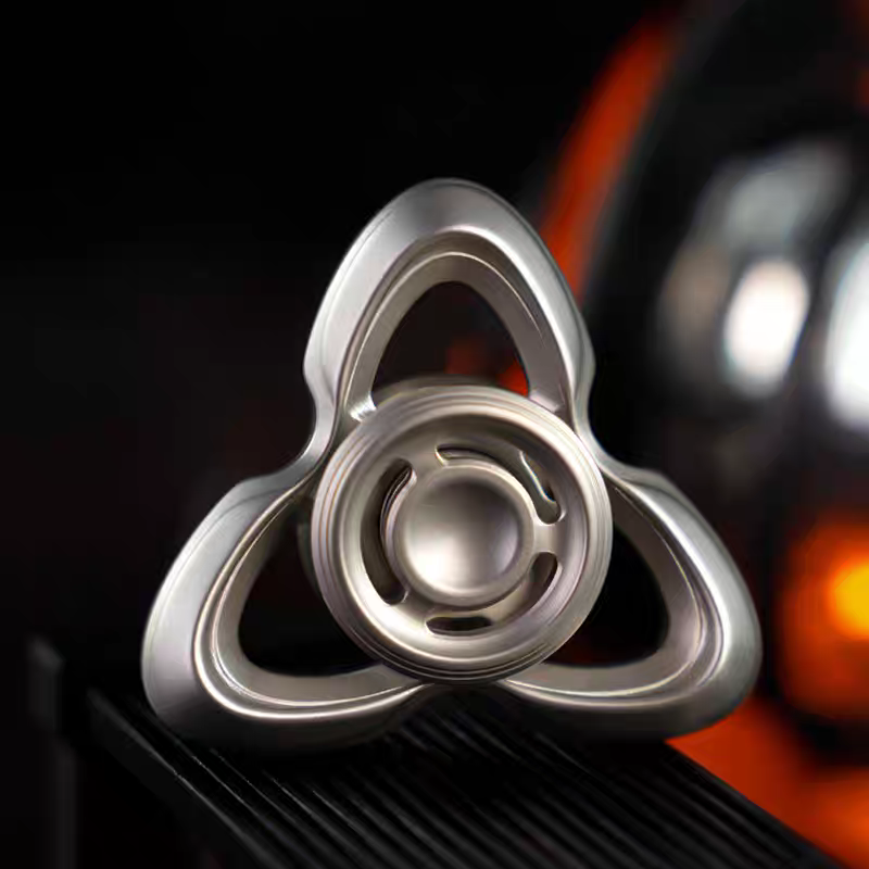 Stainless Steel Tri-Blade Opal Fidget Spinner
