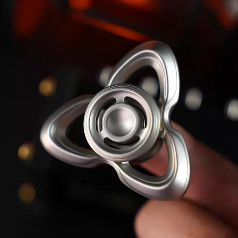 Stainless Steel Tri-Blade Opal Fidget Spinner