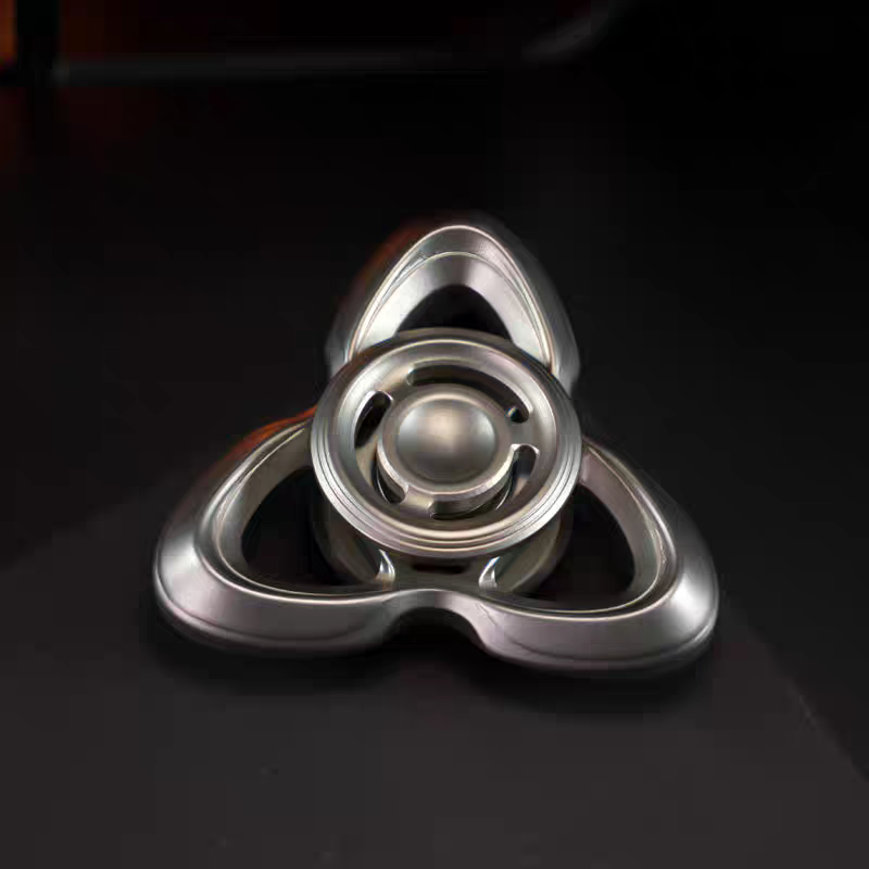 Stainless Steel Tri-Blade Opal Fidget Spinner