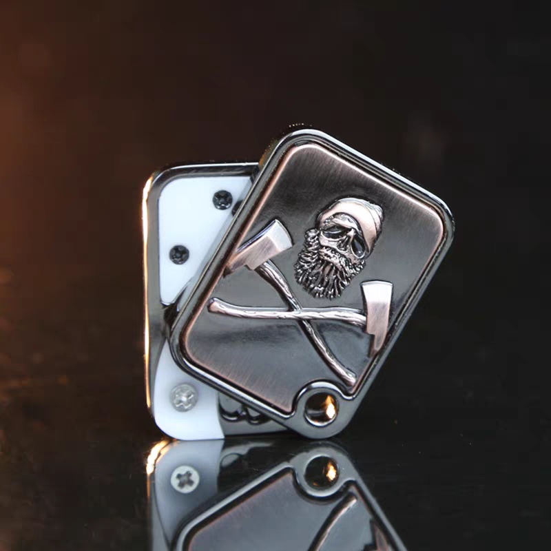 Pirate POW Skull Mechanical Card Slider & Fidget Spinner