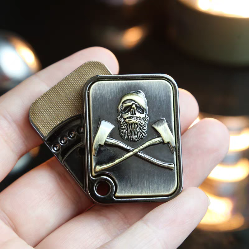 Pirate POW Skull Mechanical Card Slider & Fidget Spinner
